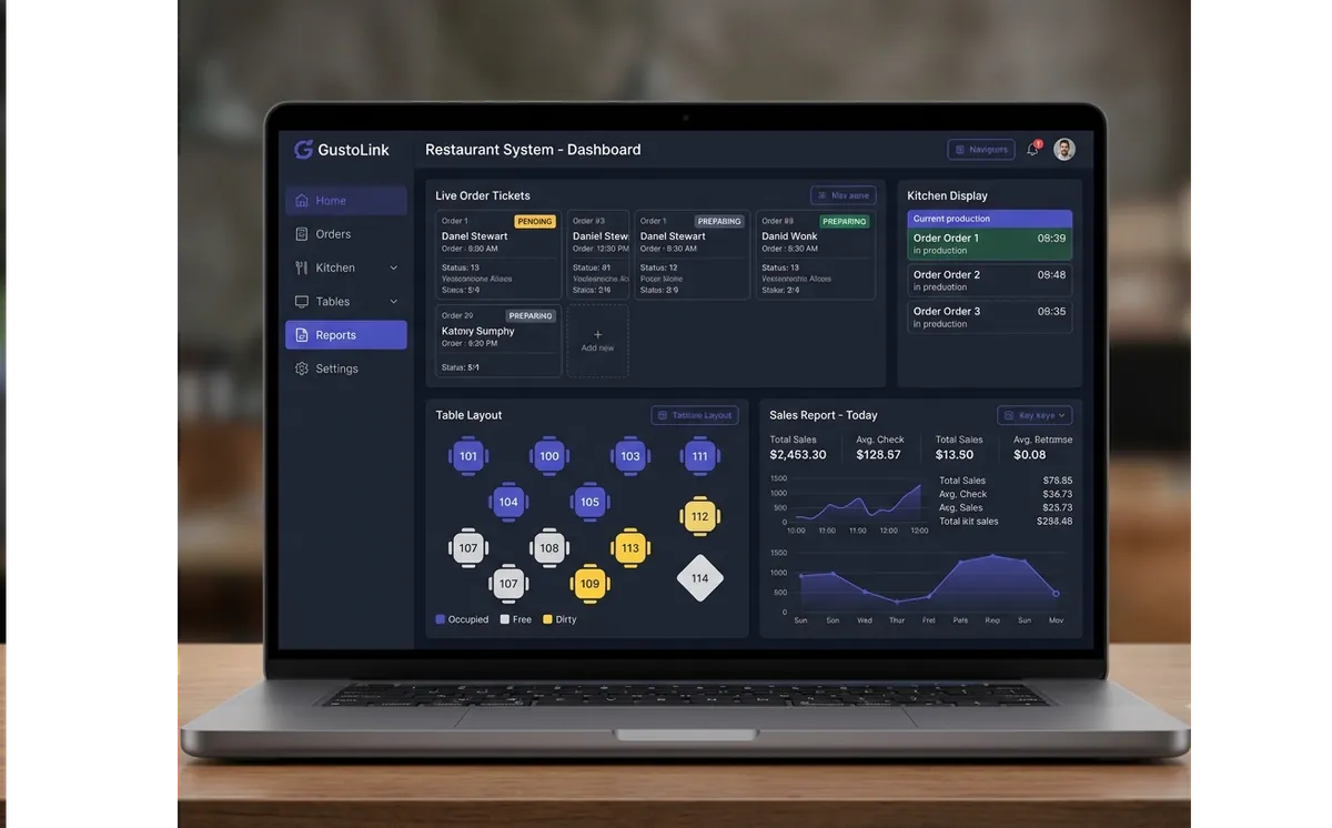 Restaurant management system dashboard mockup