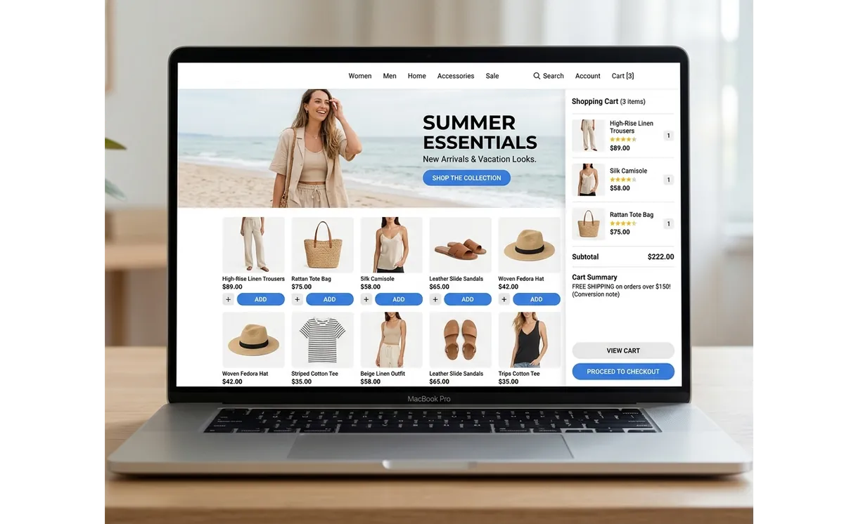 E-commerce platform storefront mockup